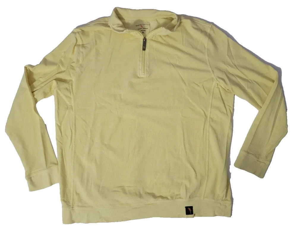Margaritaville Island Reserve Men's XL Yellow 1/4 Zip Cotton Pullover Sweatshirt